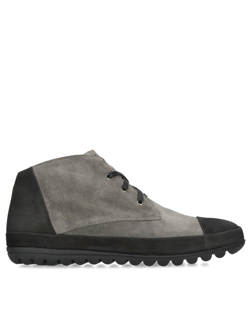 Men's suede ankle boots, Conhpol men's lace-up boots made of natural leather