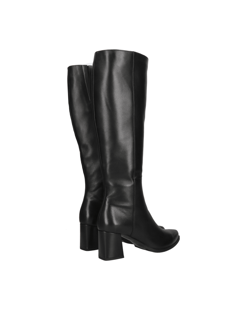 Women's heeled boots, elegant pointed-toe boots made of grain leather, Polish footwear manufacturer