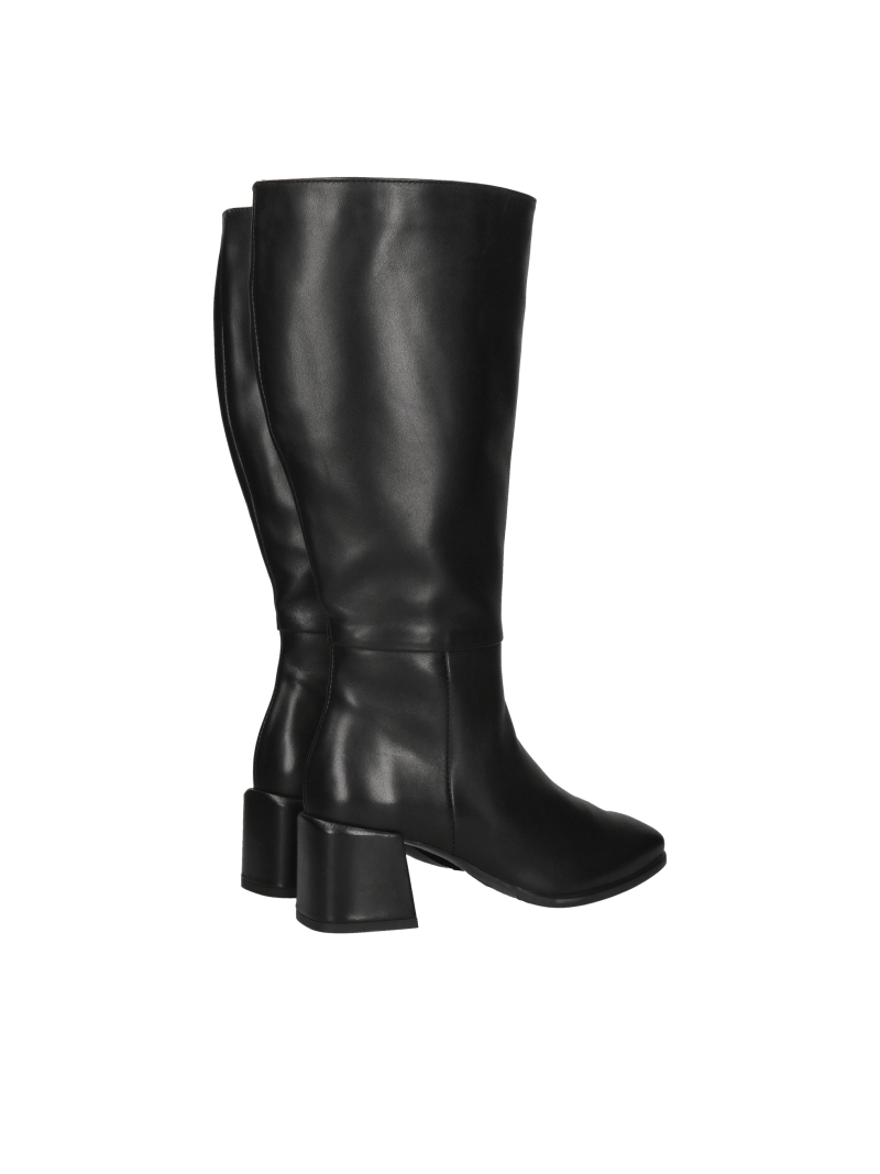 Wide calf boots, long wide calf boots, black comfortable natural leather boots