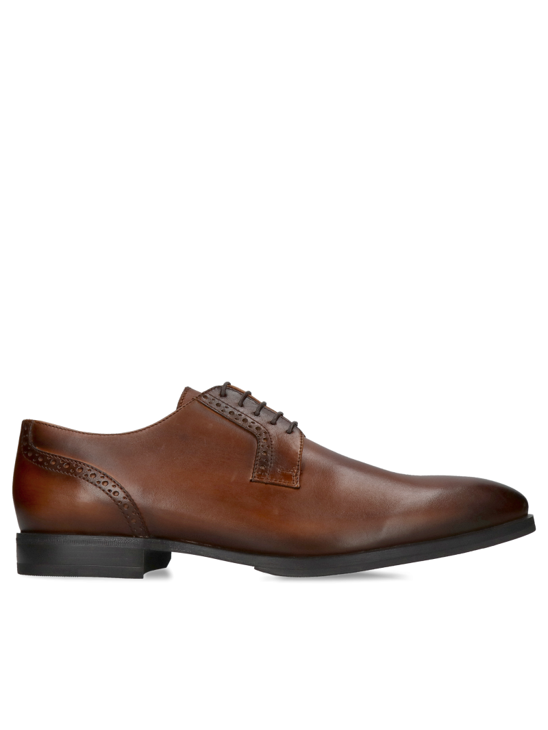 Hand-painted brown men's shoes, brown shoes for a suit, slim shape with delicate decorations