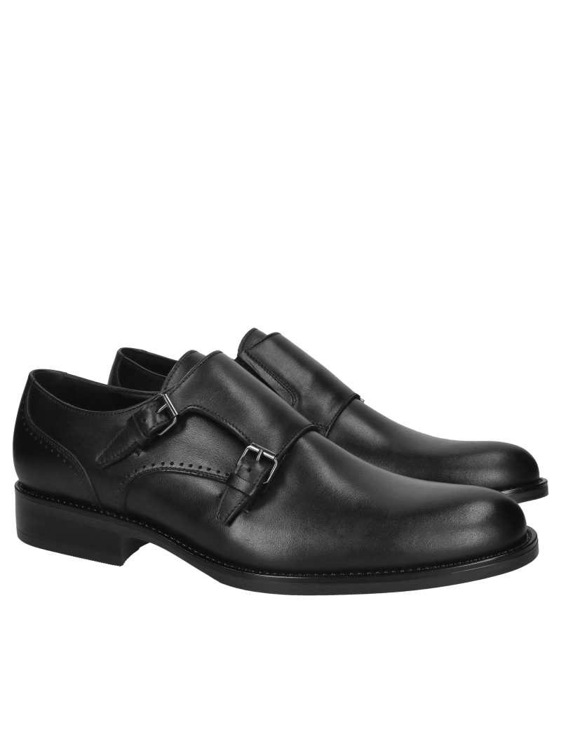 Men's shoes, buckle shoes, comfortable black monk shoes from a Polish manufacturer