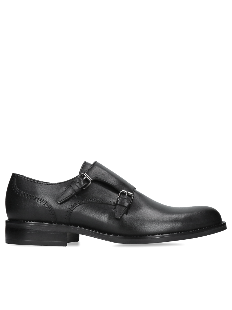 Men's shoes, buckle shoes, comfortable black monk shoes from a Polish manufacturer