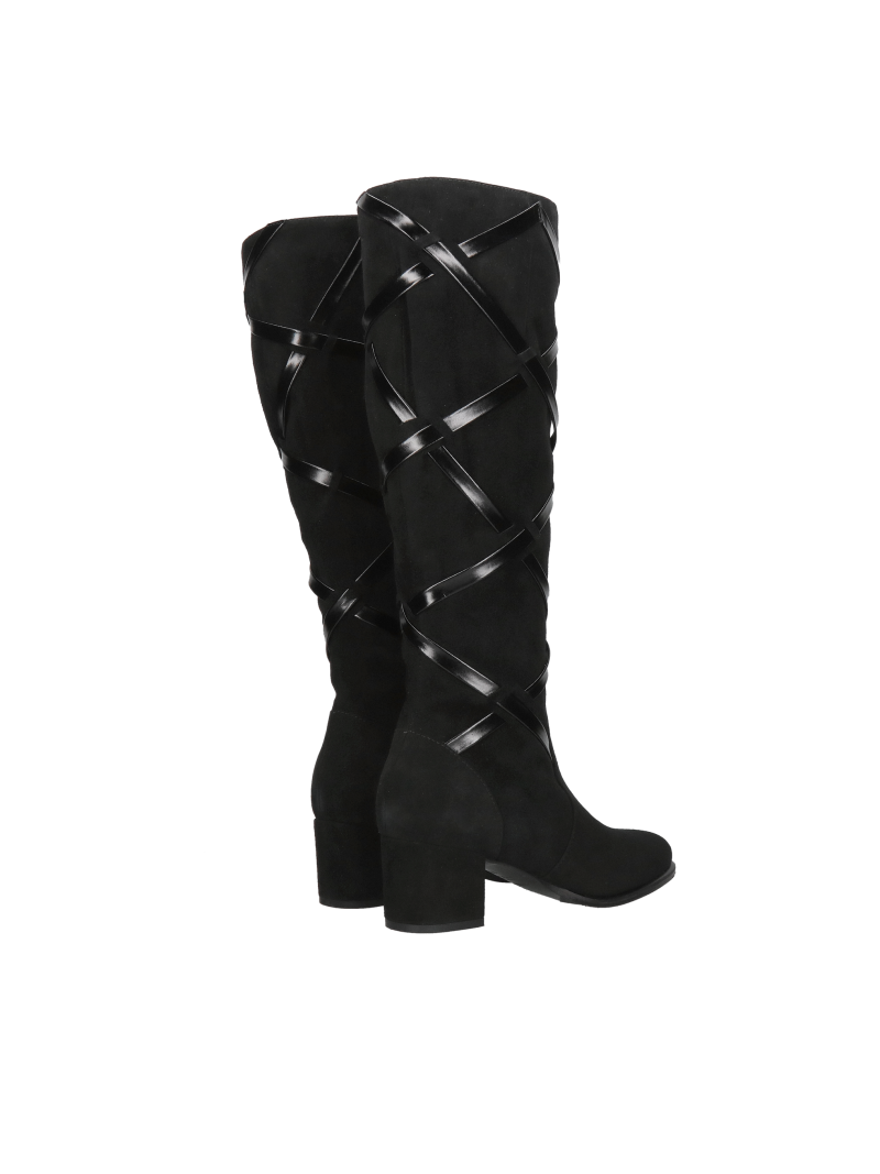 Black suede boots, women's heeled boots, comfortable leather boots
