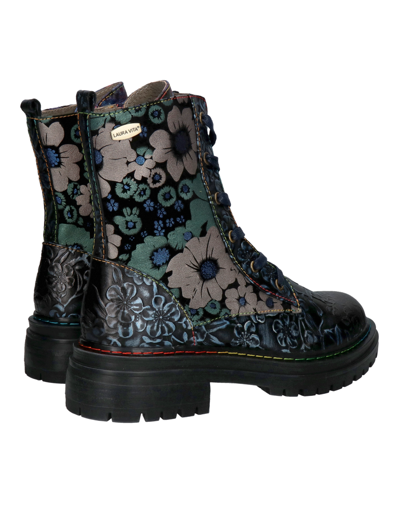 Women's boots with thick soles, lace-up boots made of natural leather