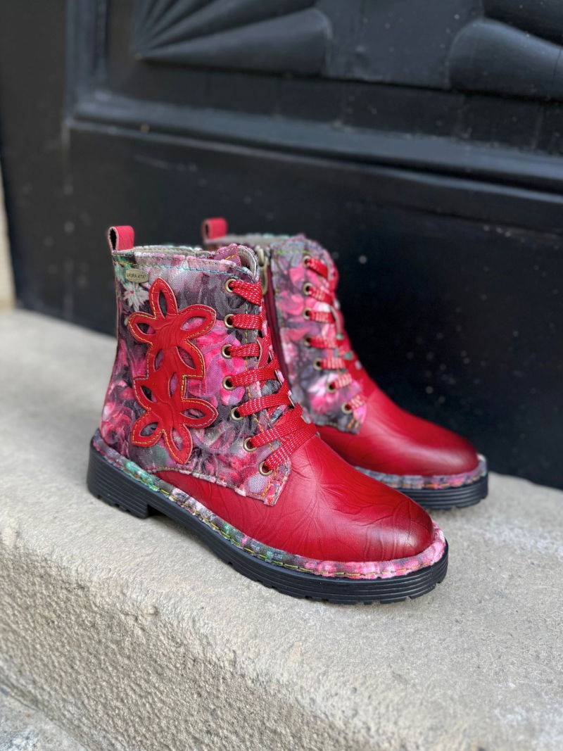 Women's natural leather hiking boots with thick soles, Konopka shoes