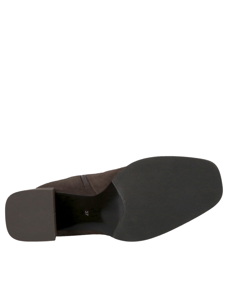 Suede boots with heels, brown women's suede leather boots, boots in a fashionable chocolate color