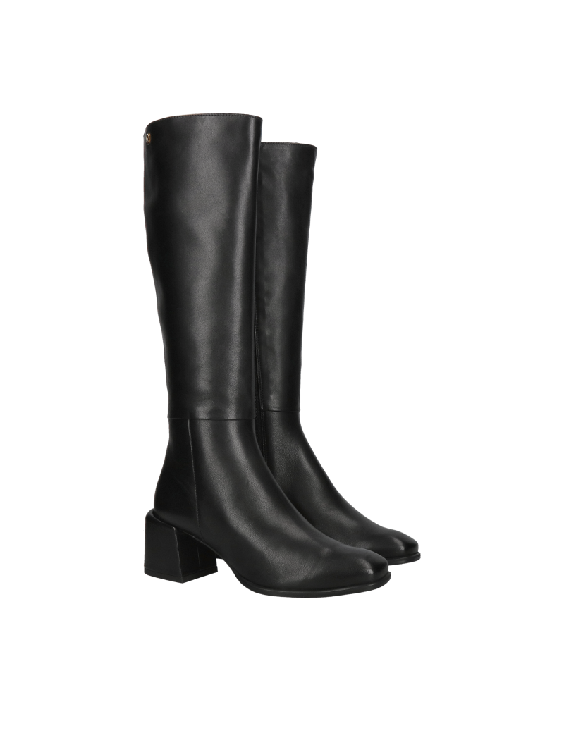 Wide calf boots, long wide calf boots, black comfortable natural leather boots