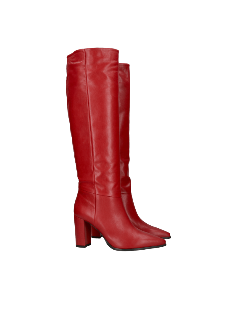 Elegant women's boots with high heels, boots with wide uppers