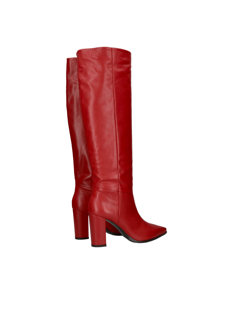 Elegant women's boots with high heels, boots with wide uppers