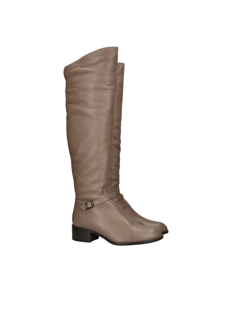 Flat over-the-knee boots, high boots made of soft natural leather, Polish manufacturer, Konopka Shoes