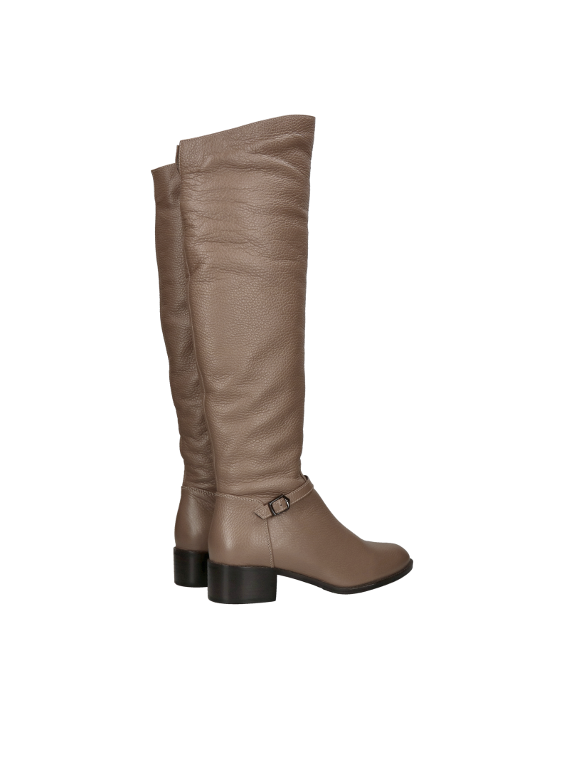 Flat over-the-knee boots, high boots made of soft natural leather, Polish manufacturer, Konopka Shoes