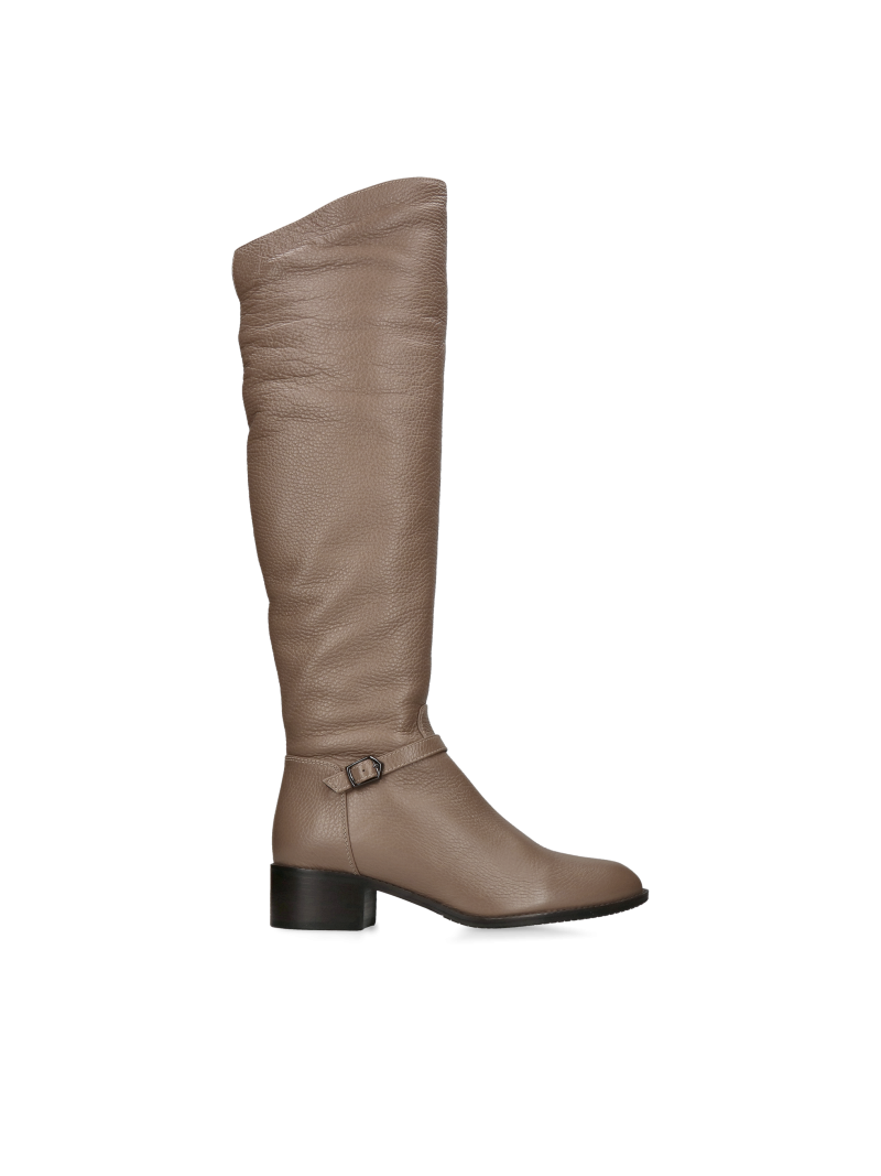 Flat over-the-knee boots, high boots made of soft natural leather, Polish manufacturer, Konopka Shoes