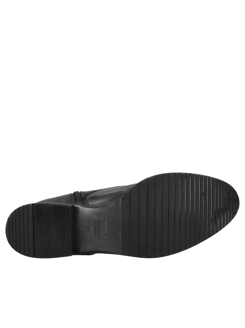 Black women's ankle boots, elegant lace-up boots made of natural leather from a Polish manufacturer, Konopka Shoes