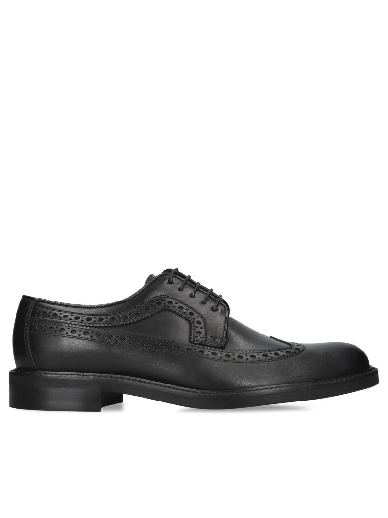 Black leather men's brogues, men's casual shoes with a comfortable, soft insole