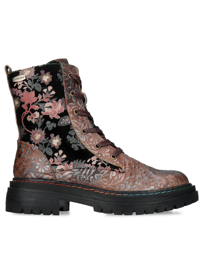 Women's boots with thick soles, lace-up boots made of natural leather