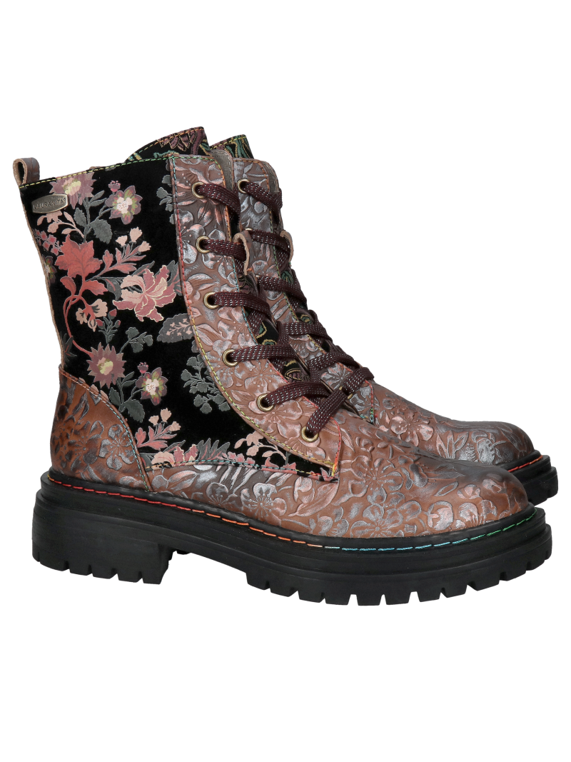 Women's boots with thick soles, lace-up boots made of natural leather