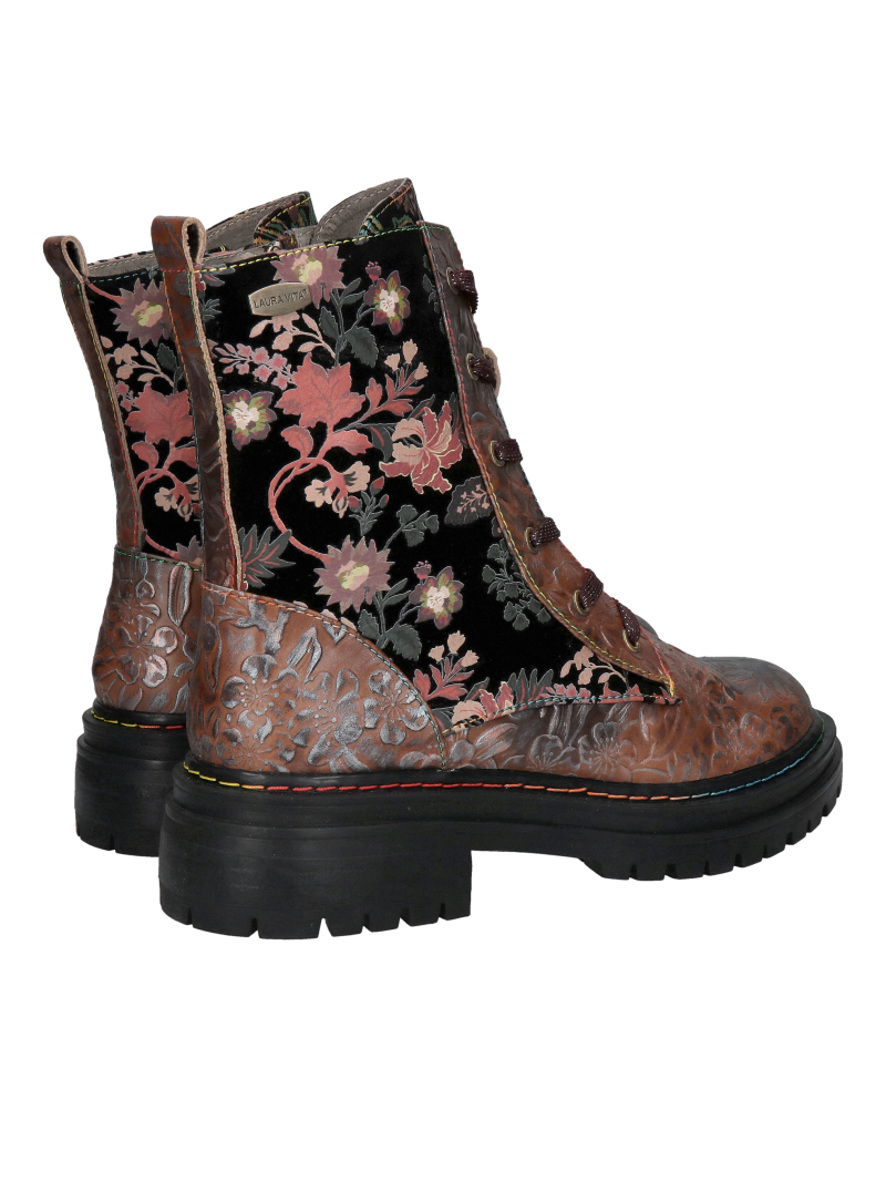 Women's boots with thick soles, lace-up boots made of natural leather