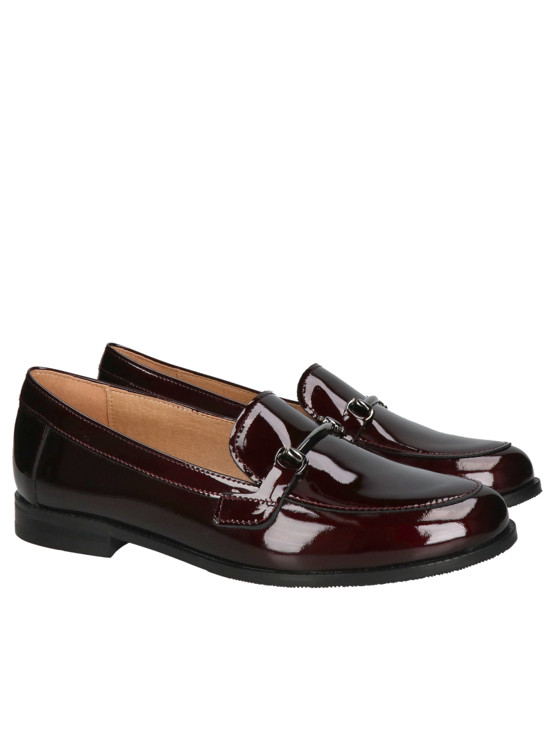 Women's loafers in burgundy, leather moccasins for women