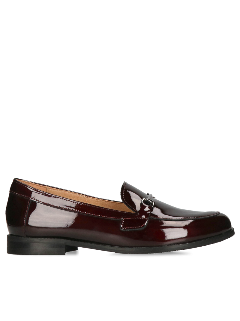 Women's loafers in burgundy, leather moccasins for women