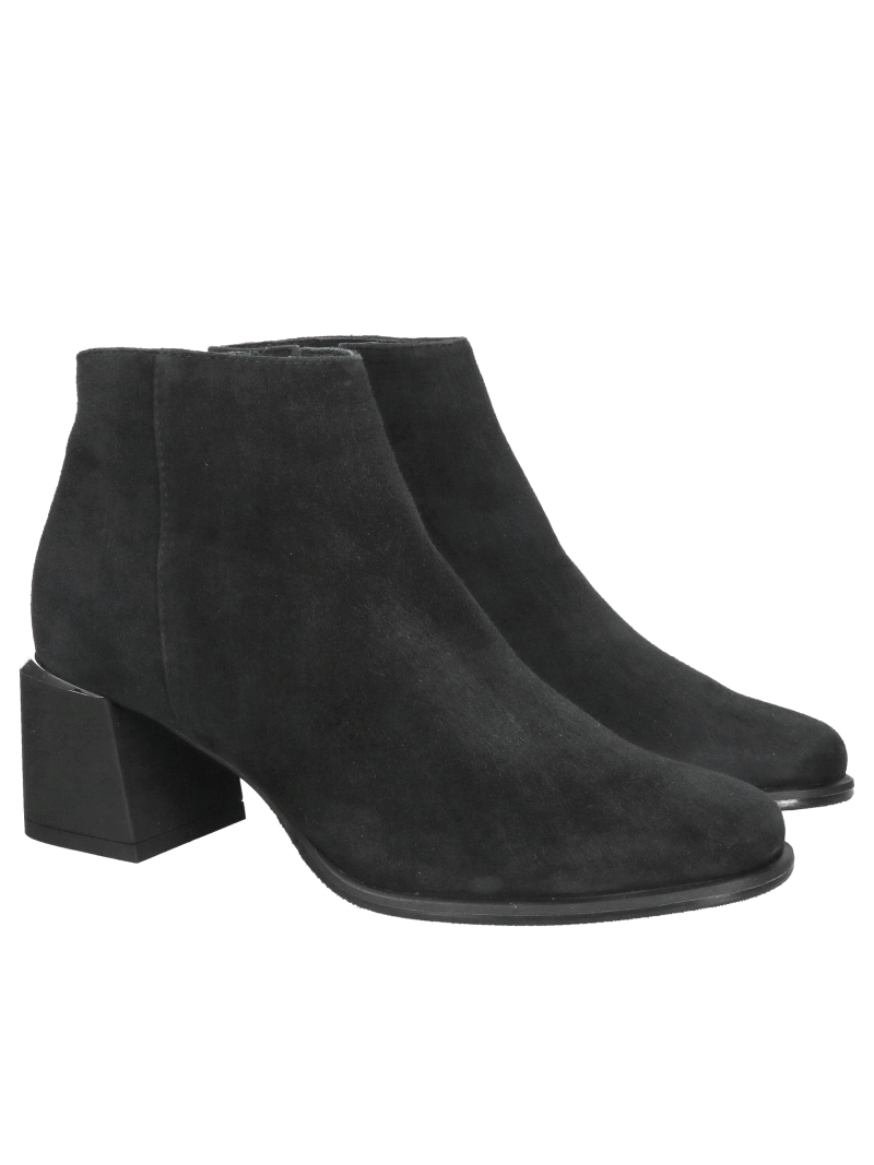 Women's suede leather heeled ankle boots, comfortable and soft