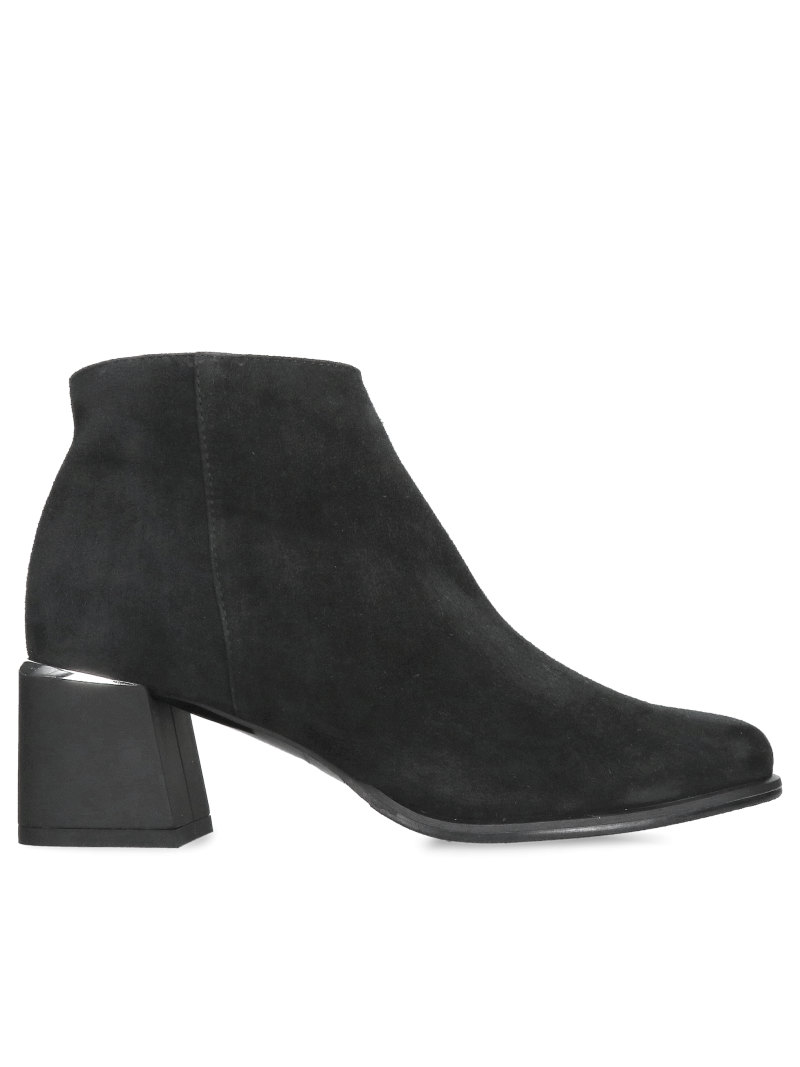 Women's suede leather heeled ankle boots, comfortable and soft