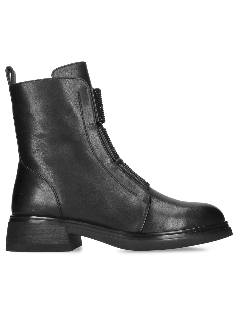 Comfortable women's leather boots, decorative elastic instead of laces, women's winter boots