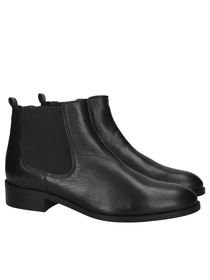 Women's black Chelsea boots, classic slip-on boots with elastic panels