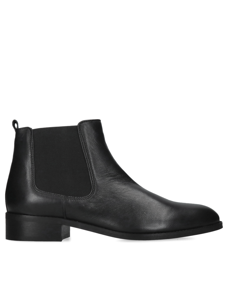 Women's black Chelsea boots, classic slip-on boots with elastic panels
