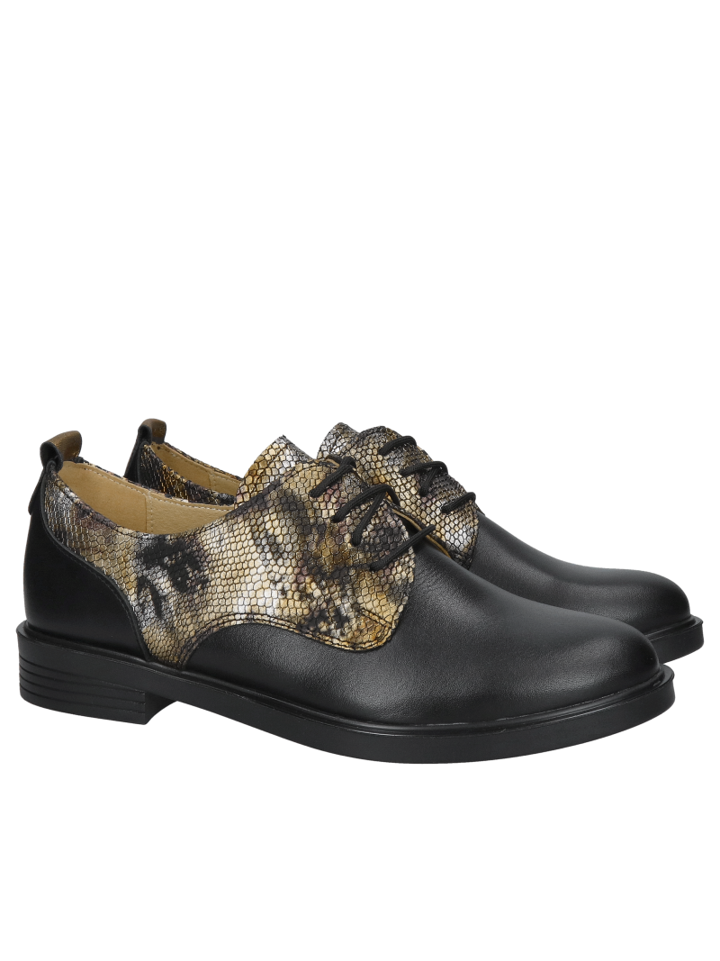 Comfortable women's lace-up shoes – black grain leather, Conhpol Relax, Konopka Shoes