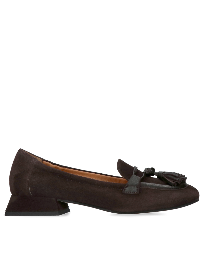 Comfortable women's shoes for fall, brown women's low shoes, fashionable chocolate loafers