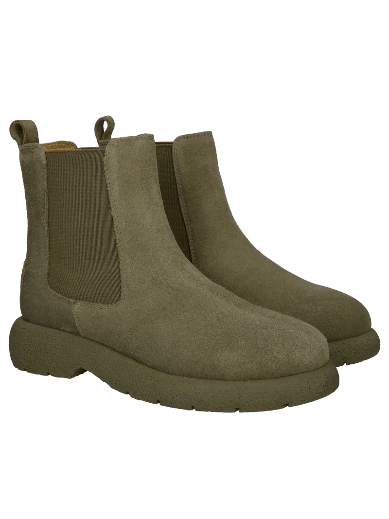 Women's Chelsea boots, women's suede Chelsea boots, green women's ankle boots, women's slip-on ankle boots