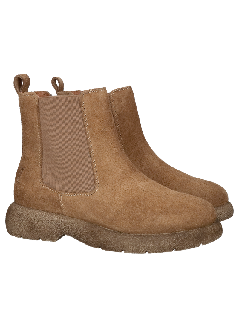 Women's leather ankle boots, brown suede boots, comfortable boots with elastic inserts