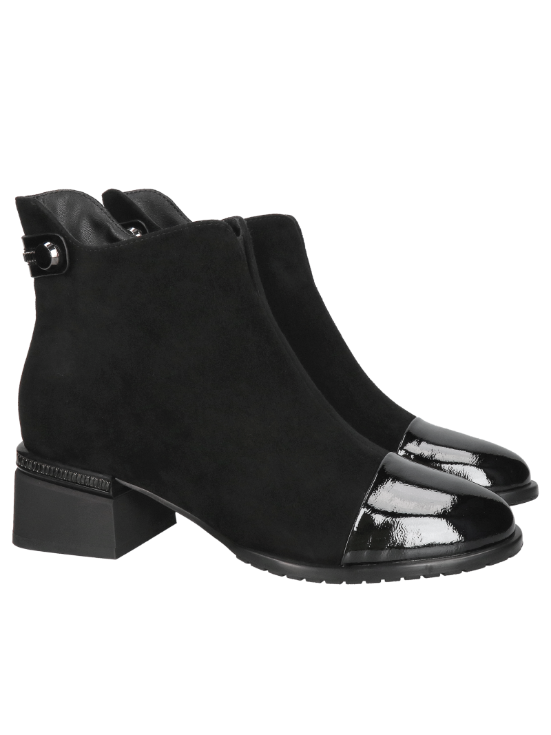 Women's block heel boots, women's black suede shoes, women's leather winter shoes