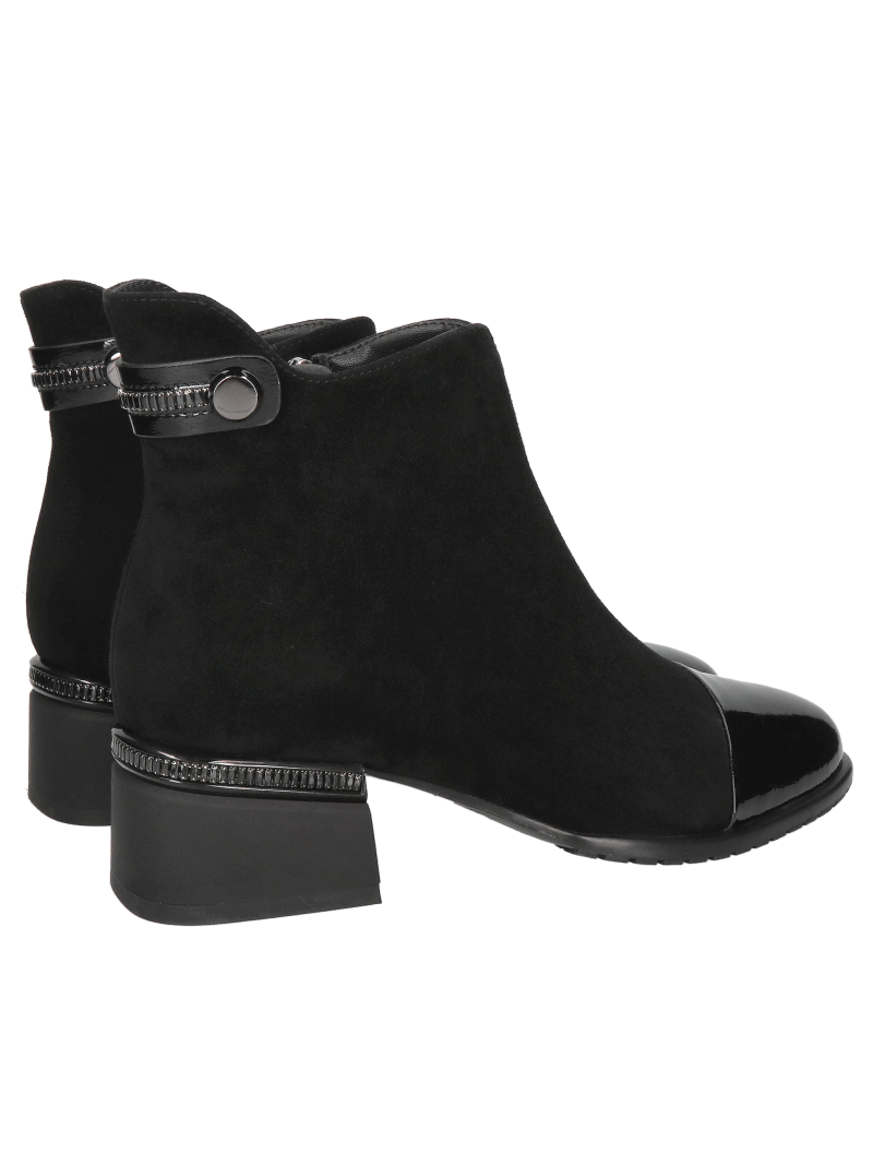 Women's block heel boots, women's black suede shoes, women's leather winter shoes