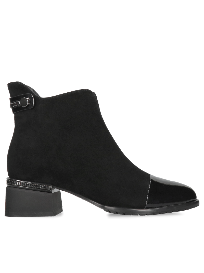 Women's block heel boots, women's black suede shoes, women's leather winter shoes