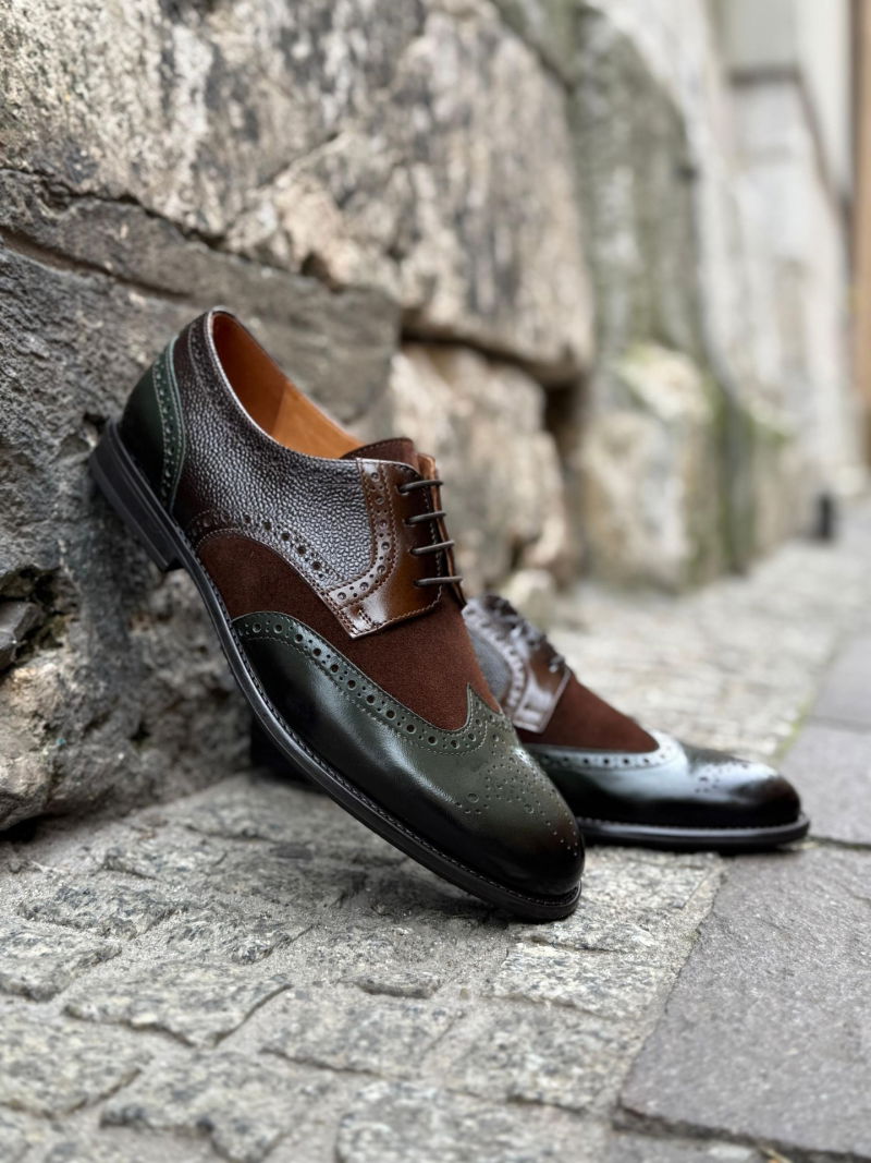 Men's green and brown shoes - limited collection of men's shoes for any occasion, Conhpol, Konopka shoes