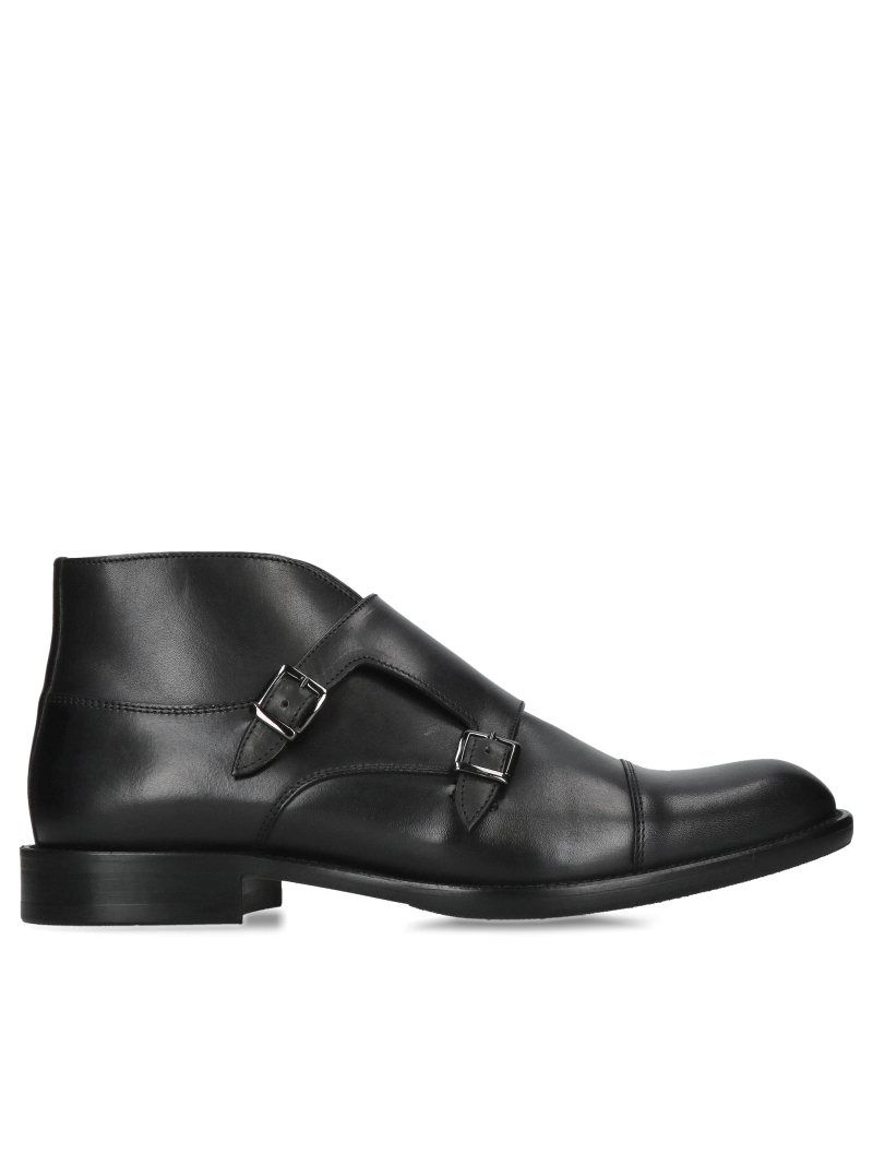 Men's black monk boots, men's all-season unlined boots, Polish footwear manufacturer