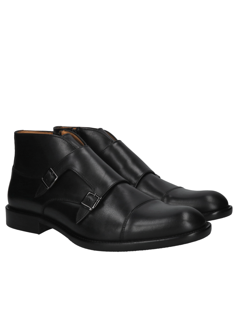 Men's black monk boots, men's all-season unlined boots, Polish footwear manufacturer