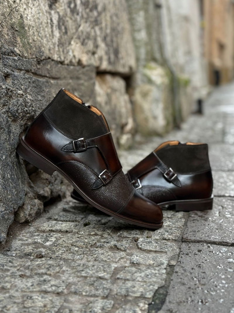 Men's unlined boots, elegant men's monk shoes, Conhpol, Konopka Shoes