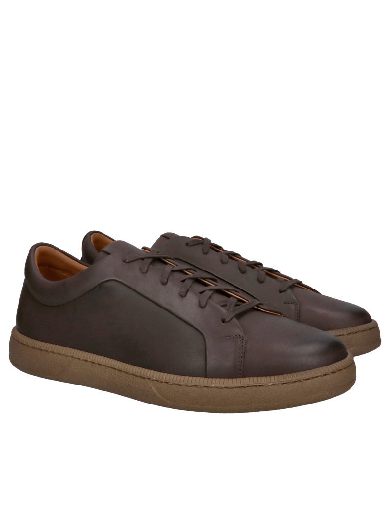 Men's brown leather sneakers, classic everyday men's shoes, comfortable and cozy, Konopka shoes