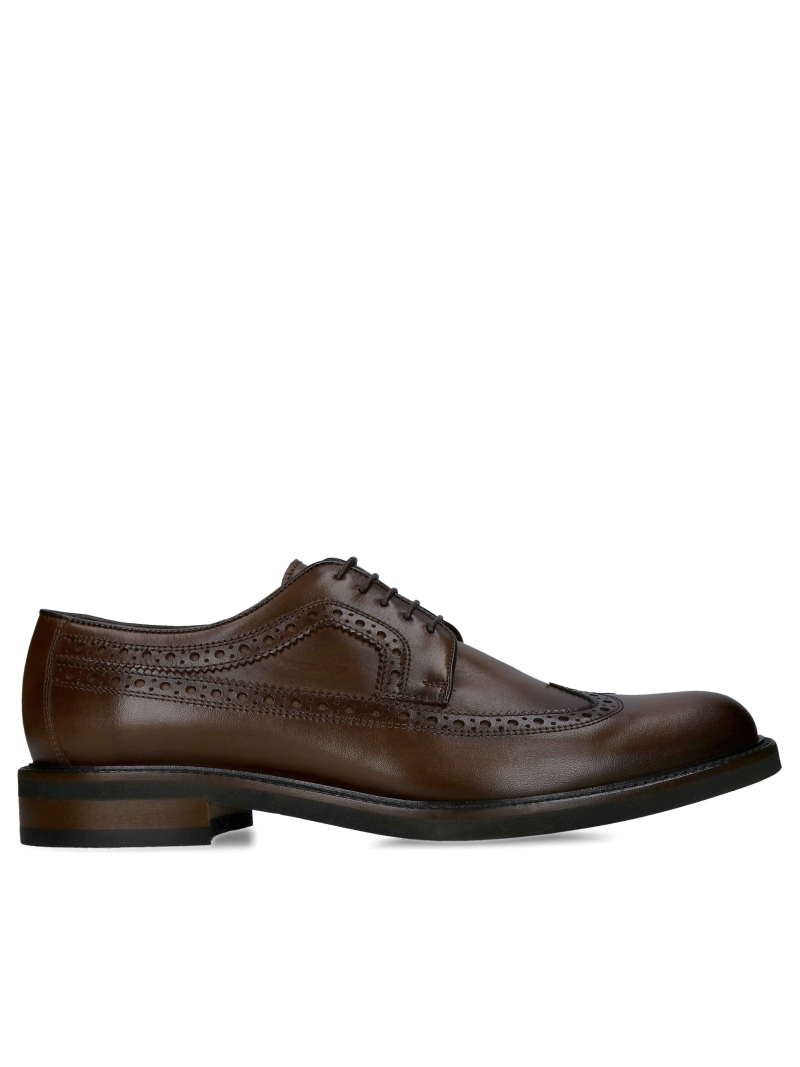 Men's leather brogues, brown men's shoes from a Polish manufacturer, exceptional quality and style