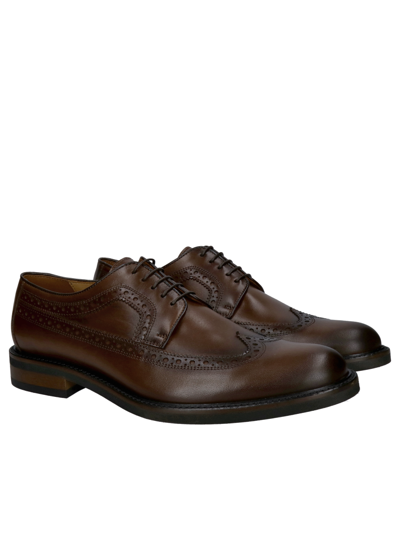 Men's leather brogues, brown men's shoes from a Polish manufacturer, exceptional quality and style