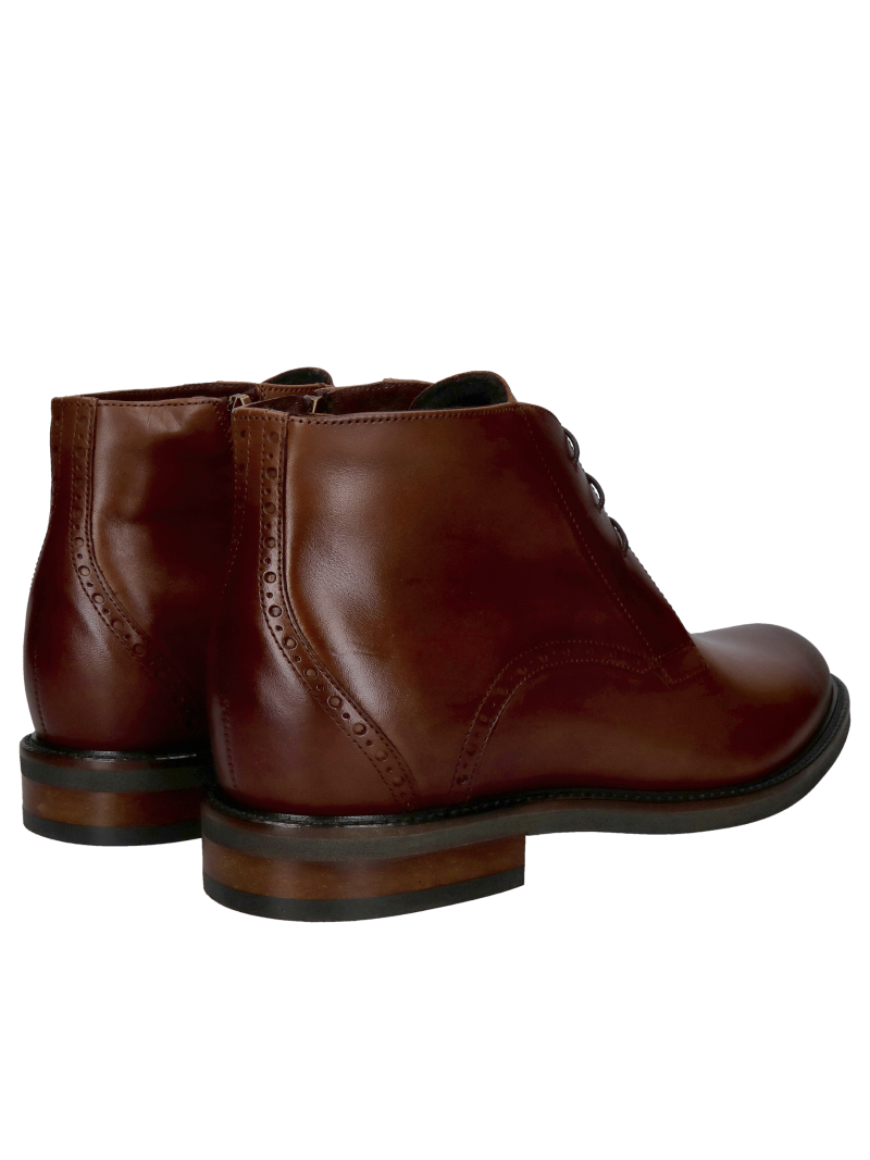 Brown height-increasing boots, insulated height-increasing shoes, high-quality workmanship, Polish manufacturer Conhpol