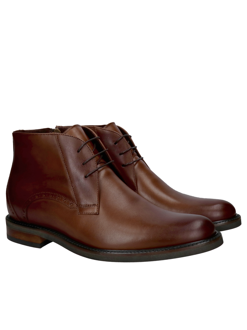 Brown height-increasing boots, insulated height-increasing shoes, high-quality workmanship, Polish manufacturer Conhpol