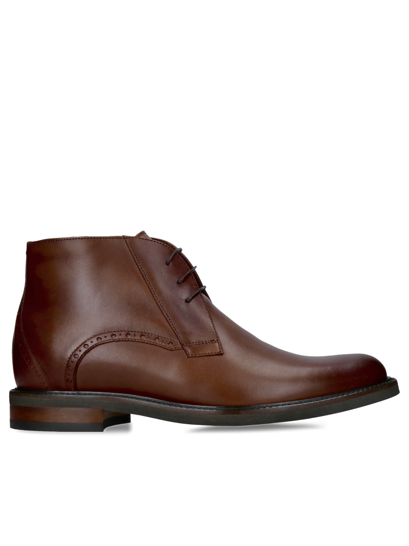 Brown height-increasing boots, insulated height-increasing shoes, high-quality workmanship, Polish manufacturer Conhpol
