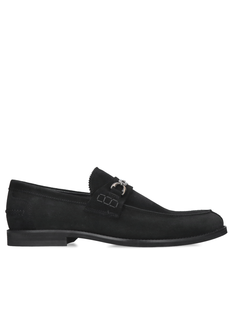 Men's black suede shoes, men's leather slip-on shoes, men's black loafers