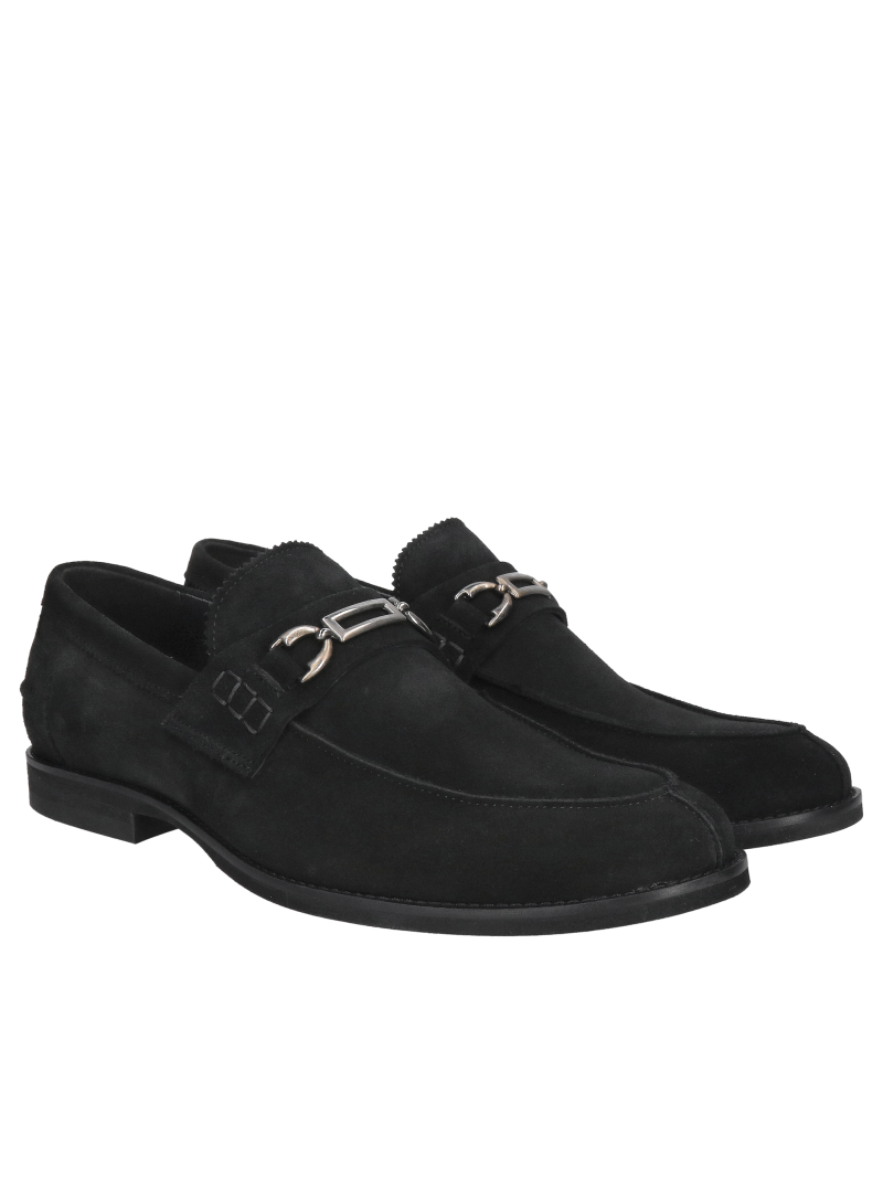 Men's black suede shoes, men's leather slip-on shoes, men's black loafers