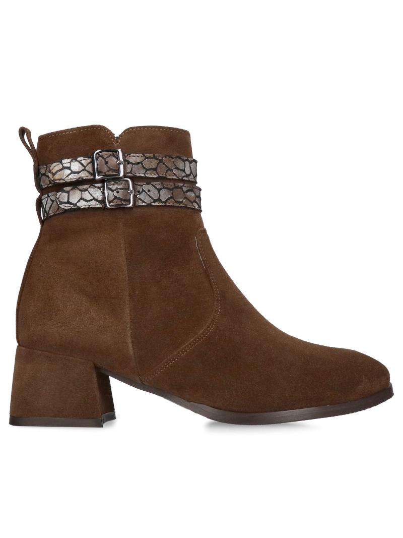 Women's suede block heel boots, brown autumn boots, chocolate brown leather women's boots