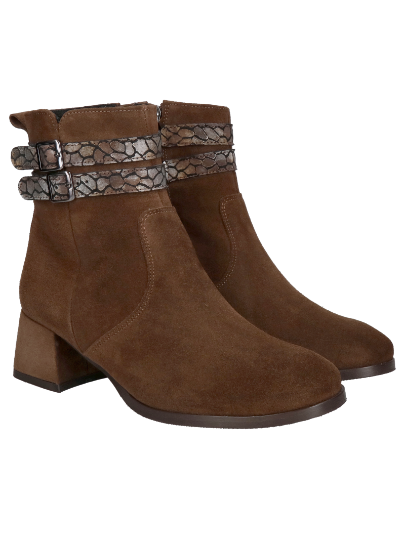 Women's suede block heel boots, brown autumn boots, chocolate brown leather women's boots