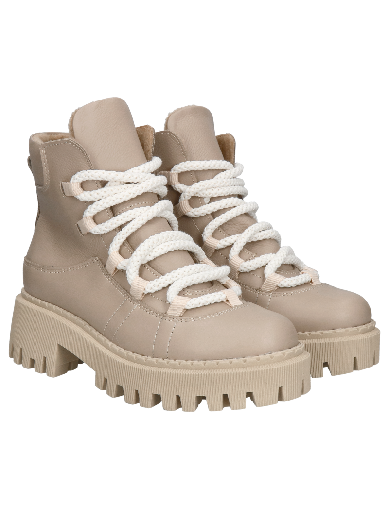 Women's beige snow boots, women's winter boots with thick soles, Konopka shoes